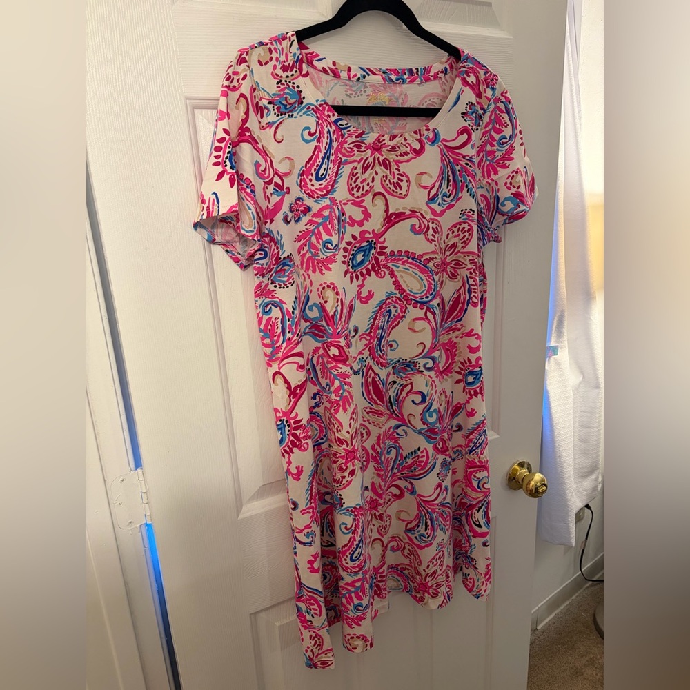 Lilly Pulitzer Pink, Blue & Cream Paisley Mini Dress